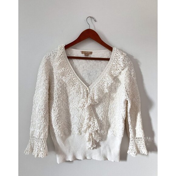 Michael Kors Collection Runway Soutache Stretch Viscose Top White Size XL - Picture 3 of 8